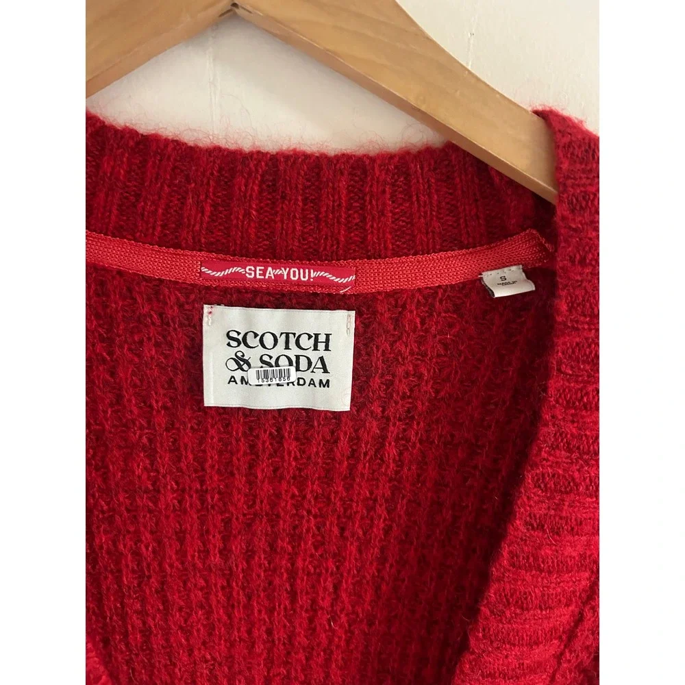Scotch & Soda Deep V Neck Sweater in Red sz S